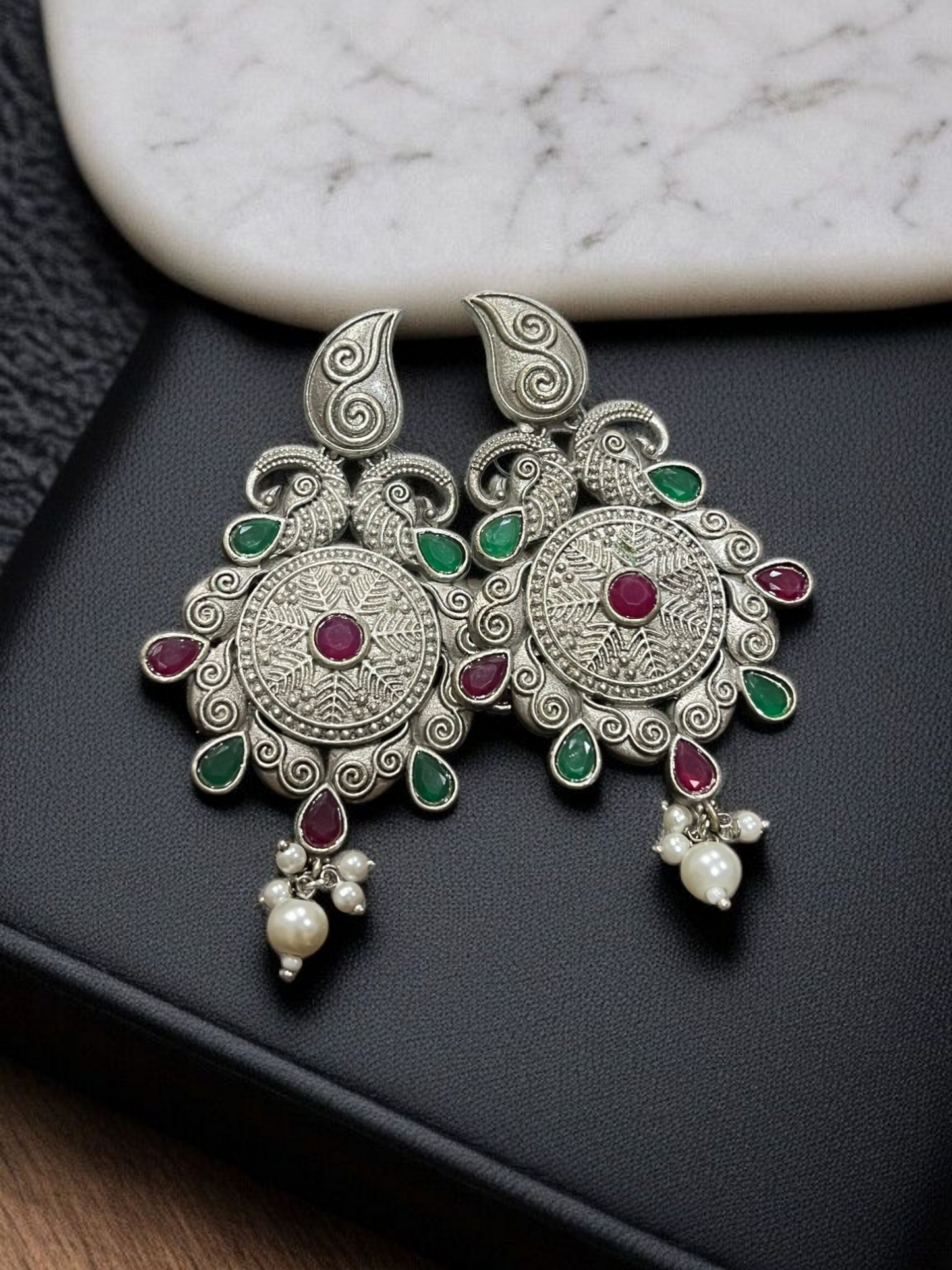 KALANGI SILVER OXIDISED EARRING