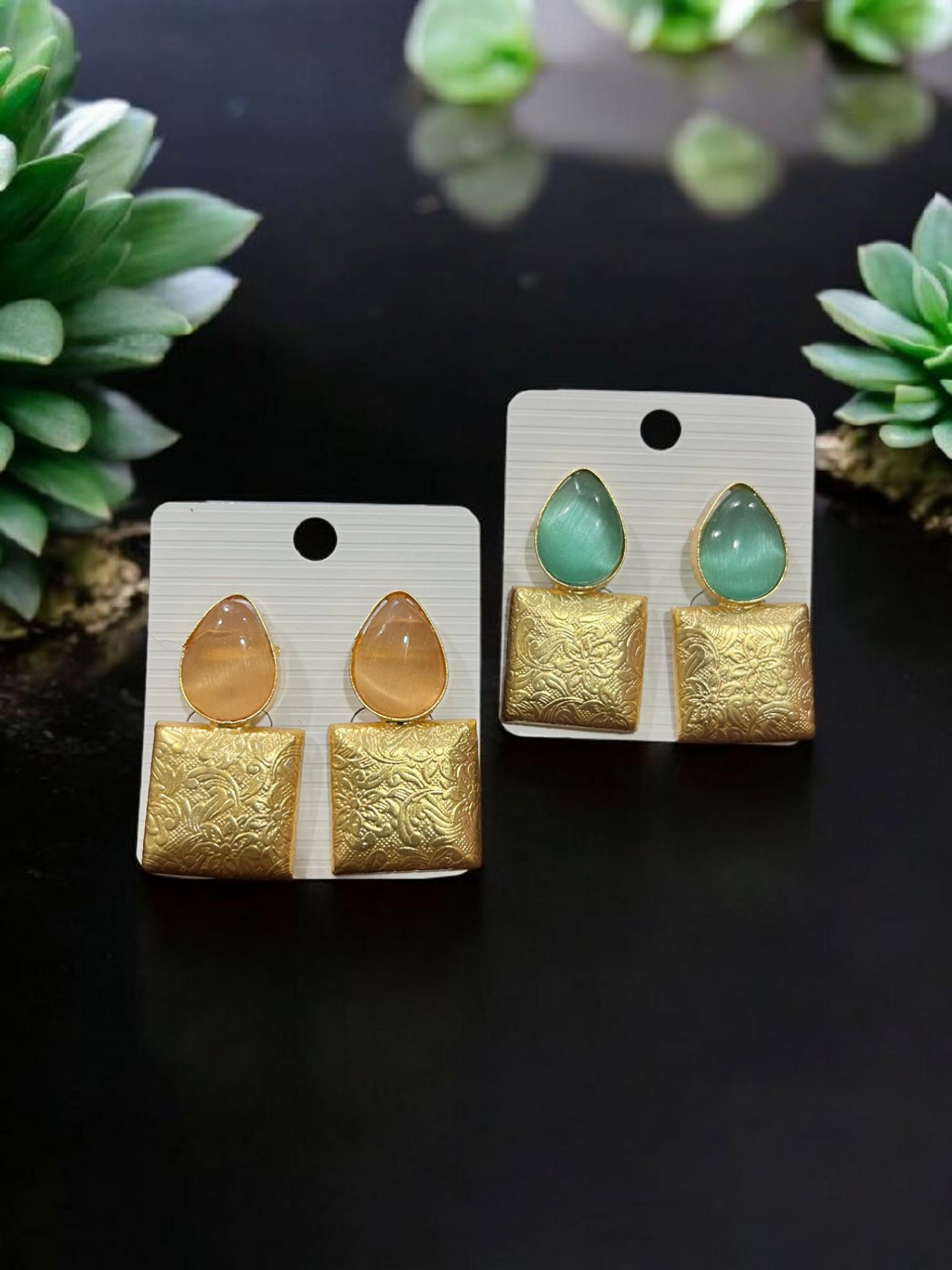 AADYA SQUARE BRASS STUD EARRING