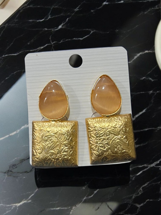 AADYA SQUARE BRASS STUD EARRING