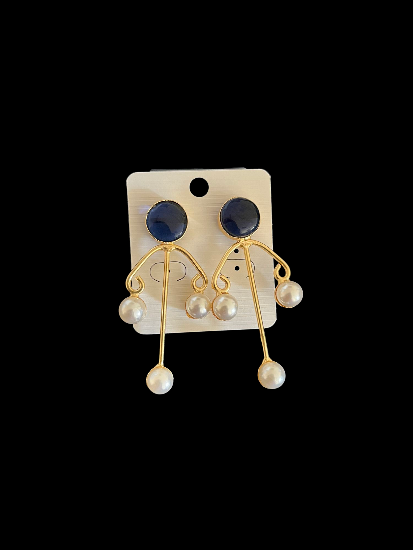TWIRL PEARL GOLDEN BRASS EARRING