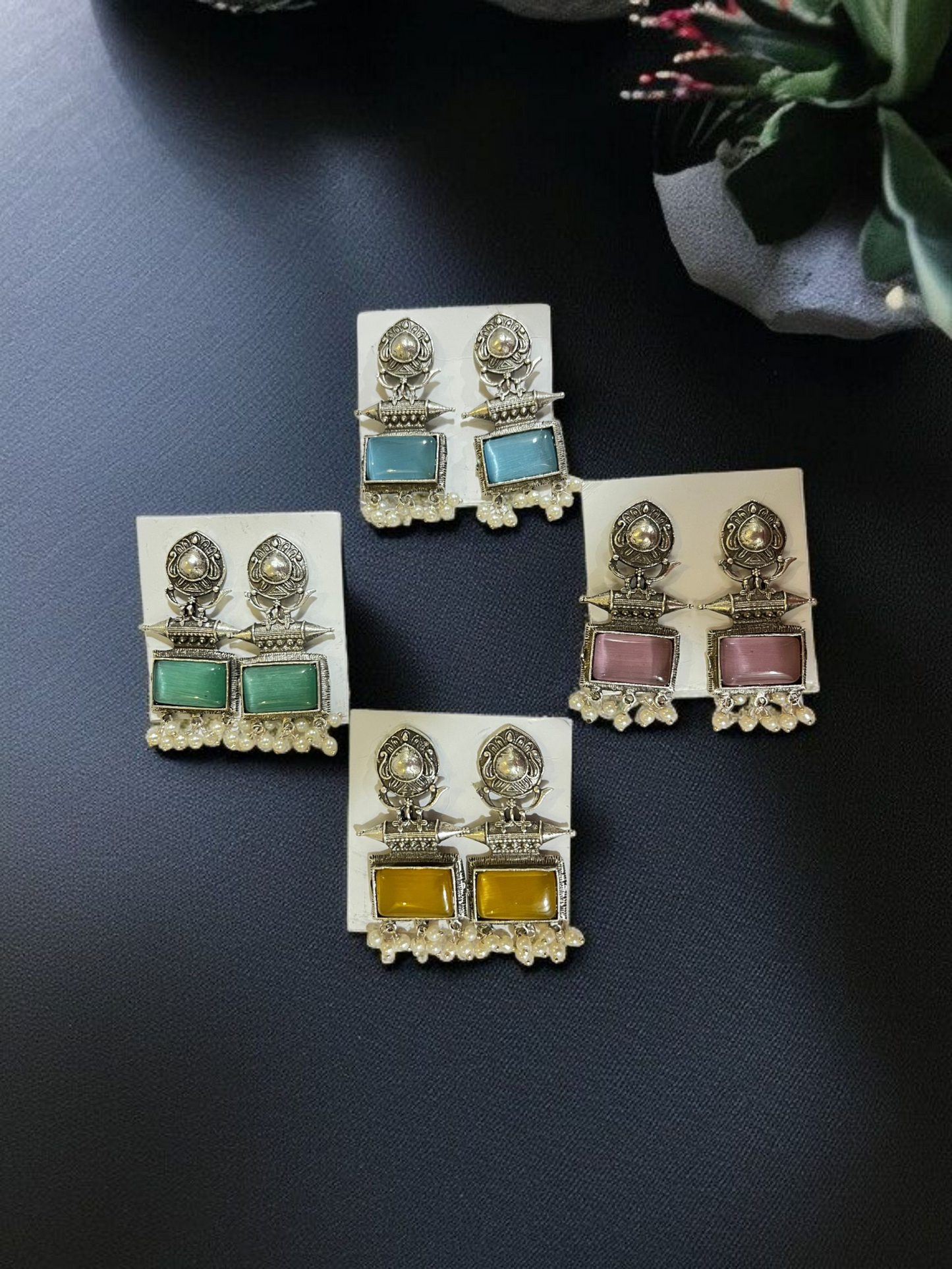 NAJAKAT PEARL DROP GERMAN OXIDISED EARRING