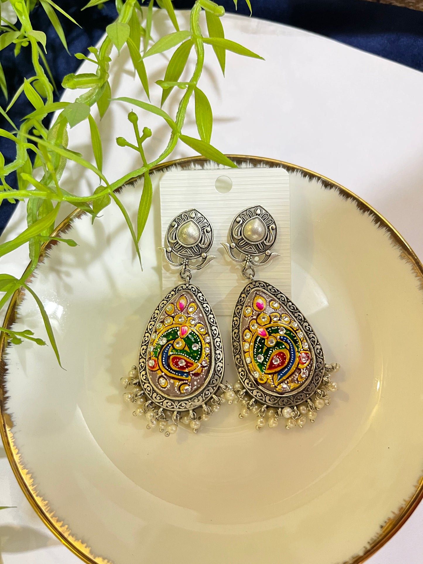 Monalisa Grace Tanjore Painted Earrings