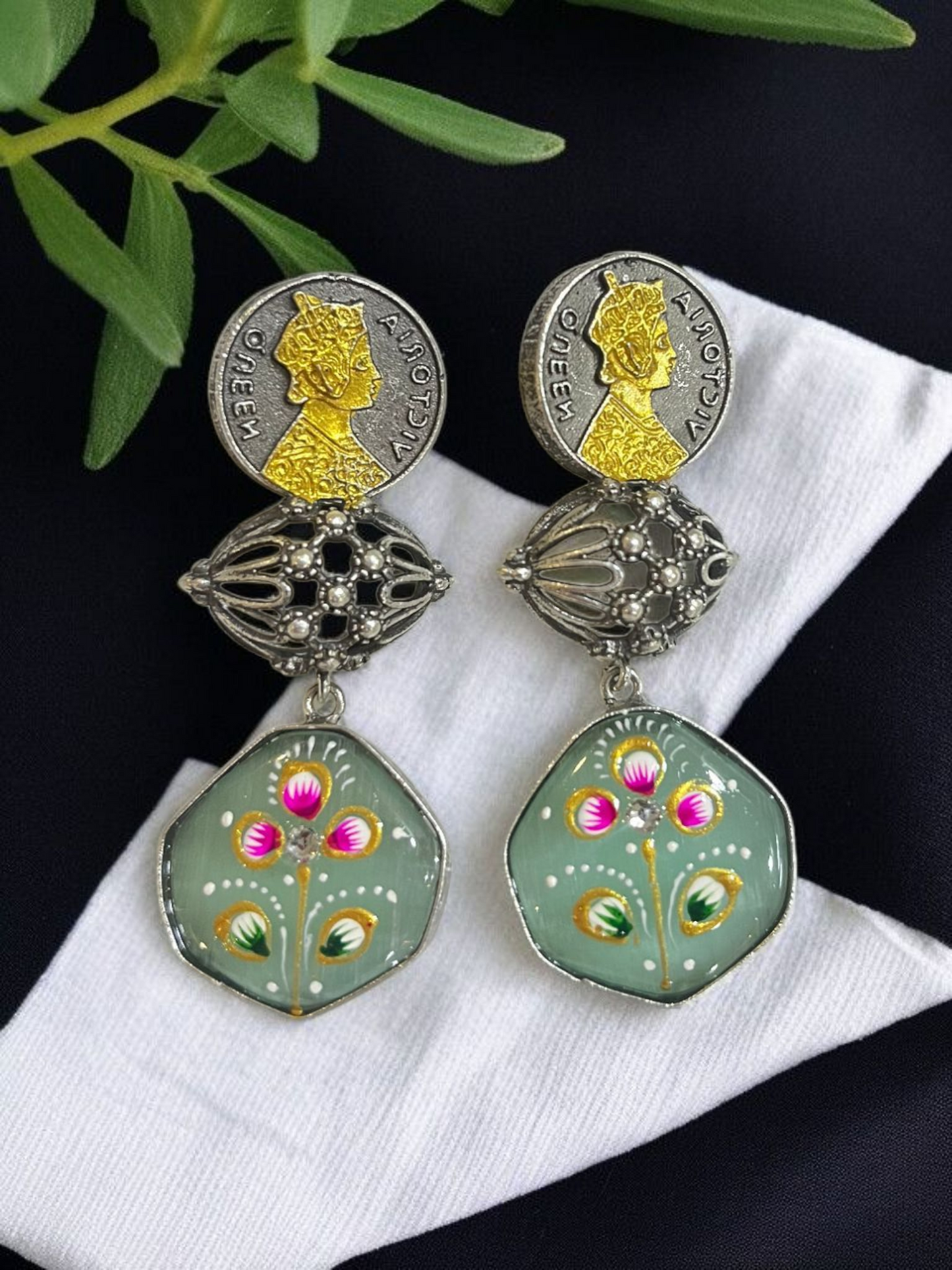 RANG-E-SONA SILVER OXIDISED EARRING