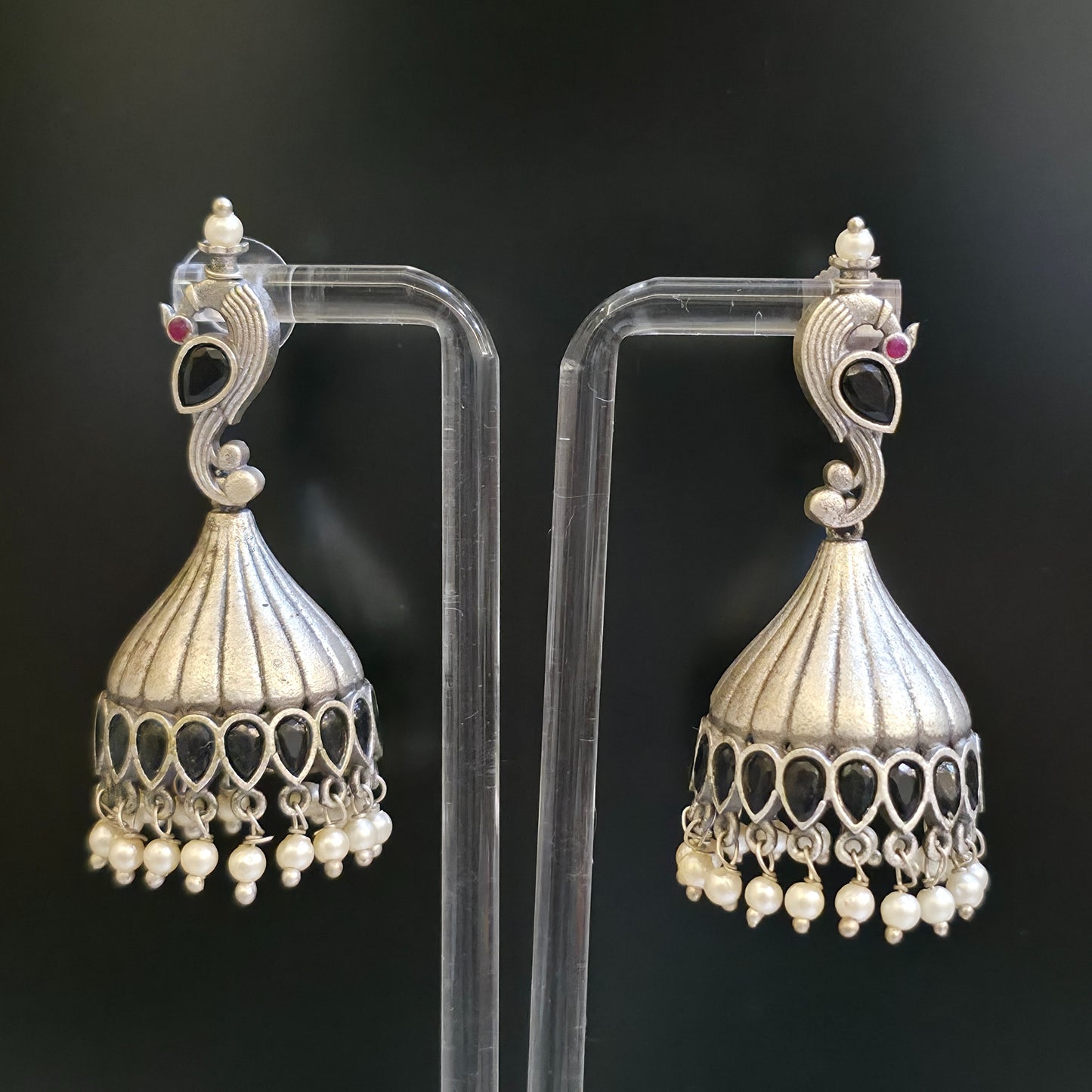 ALIA GERMAN SILVER OXIDISED JHUMKI