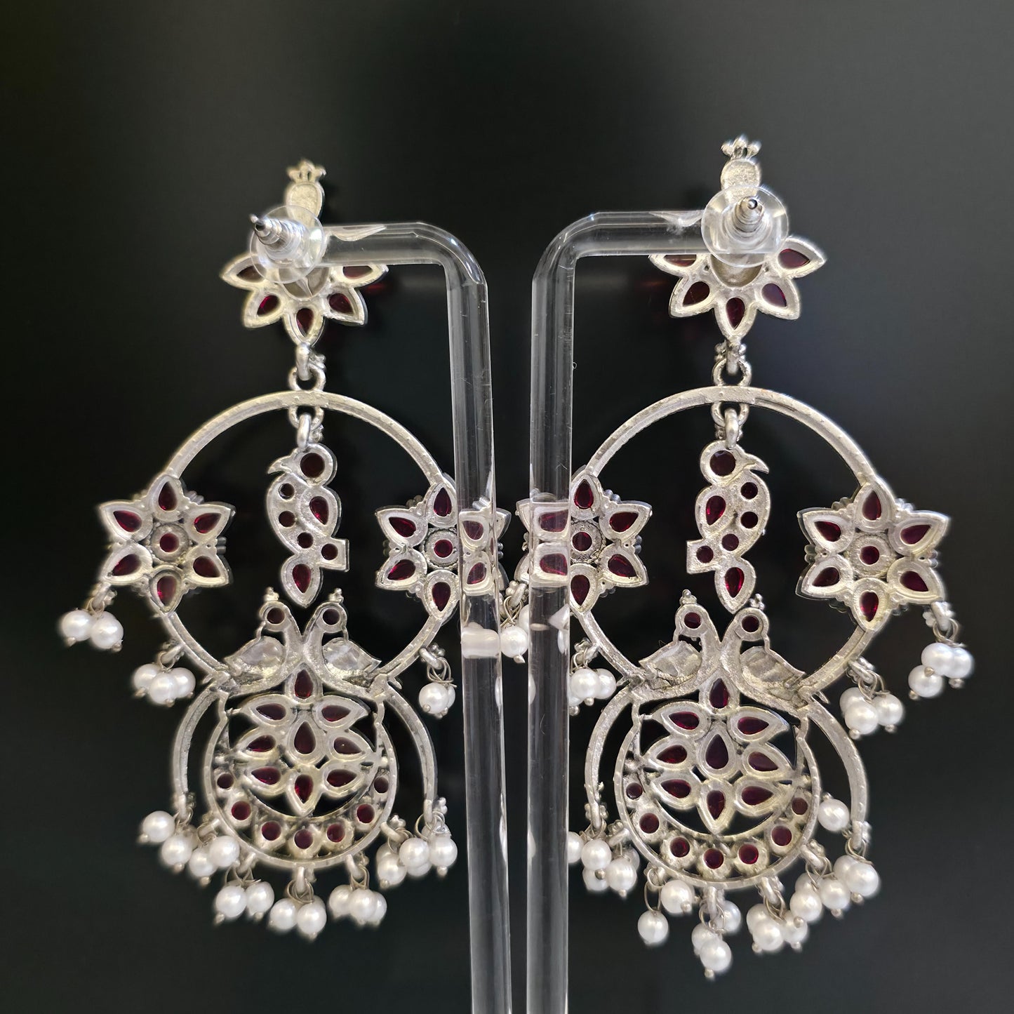 MEENMOR MAROON OXIDISED EARRING