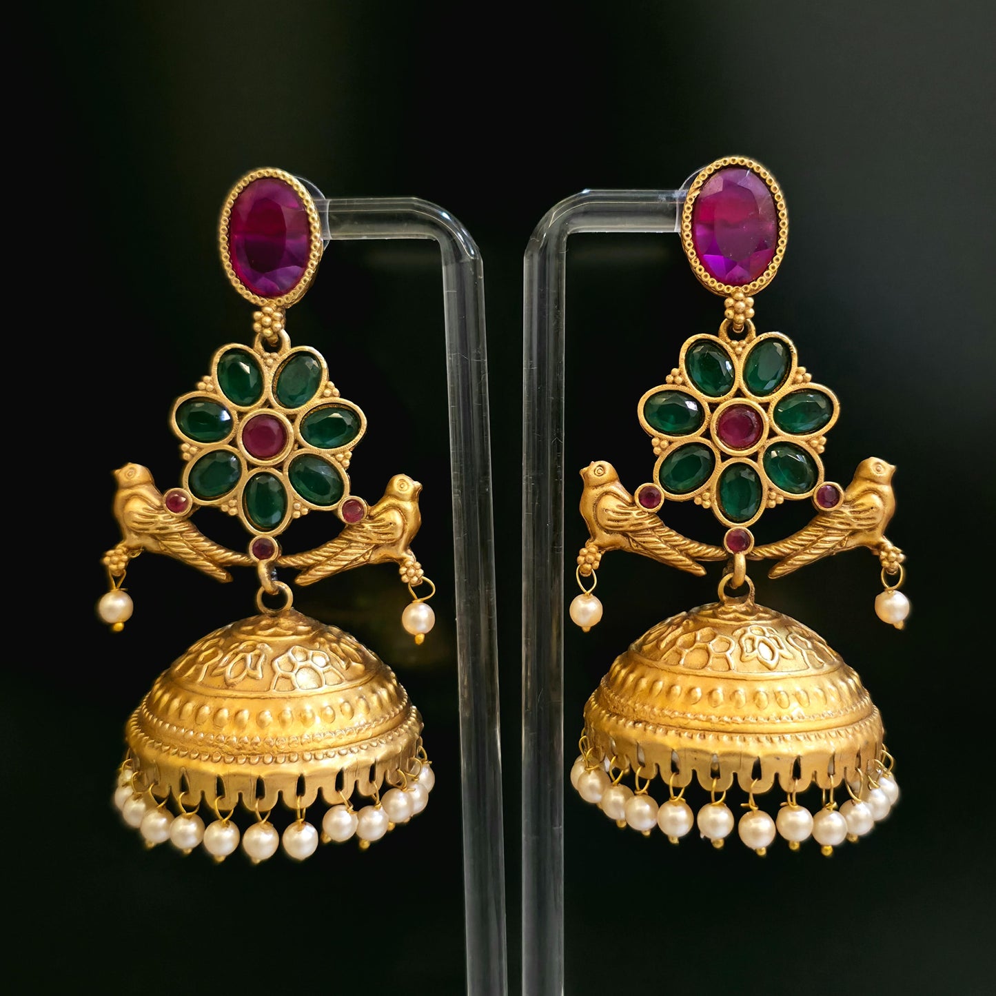 Mat Temple Ruby Jhumka