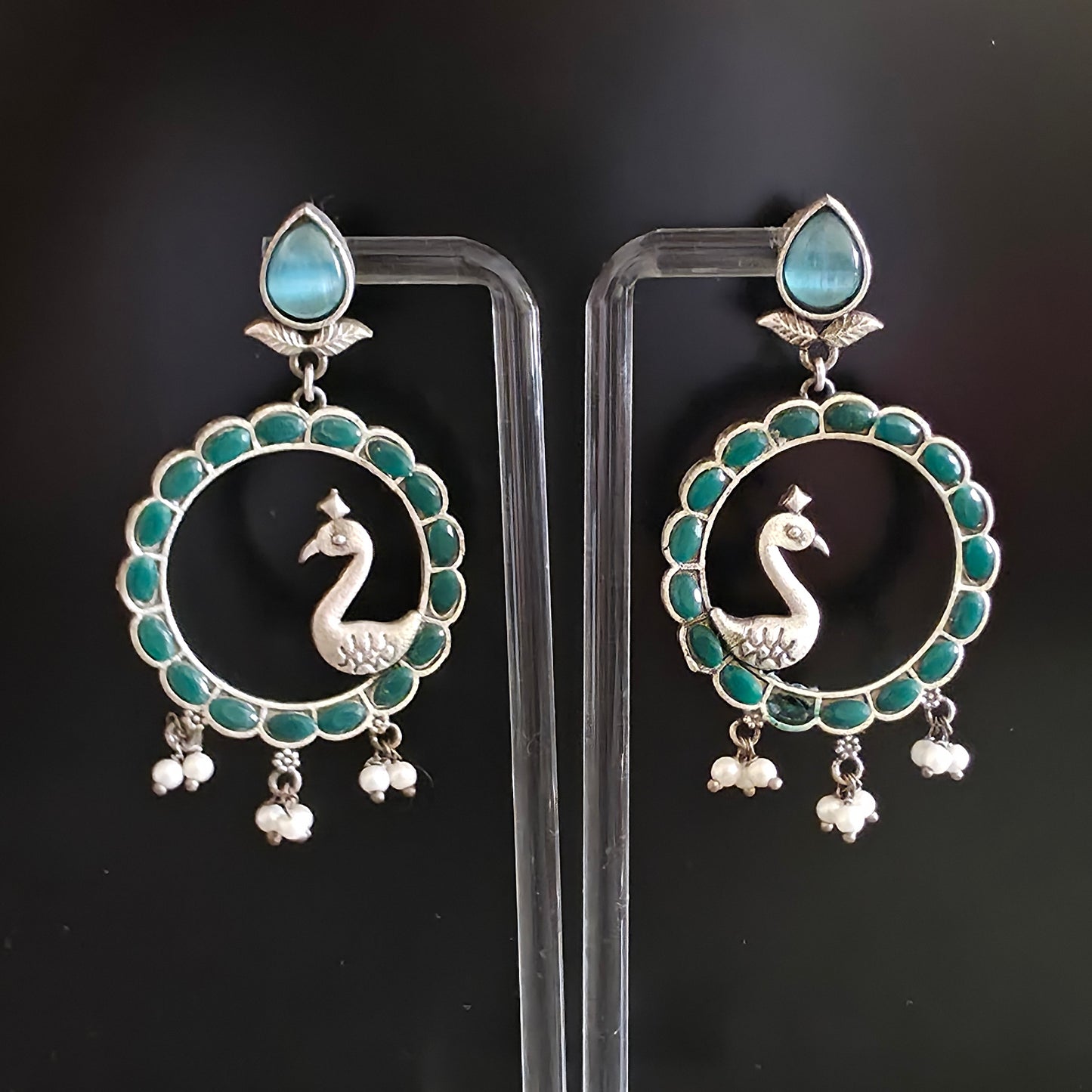 ETHNIC SILVER OXIDISED DANGLERS FOR GIRLS