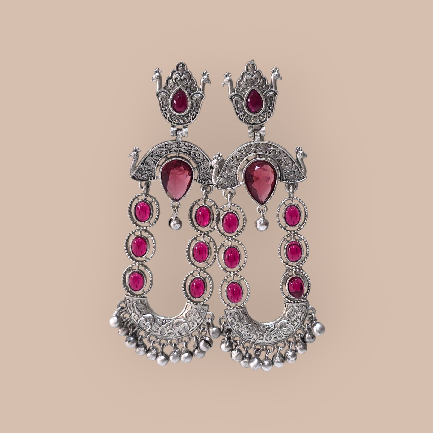 OOMPH MAROON JADAU KUNDAN CONTEMPORARY DANGLER