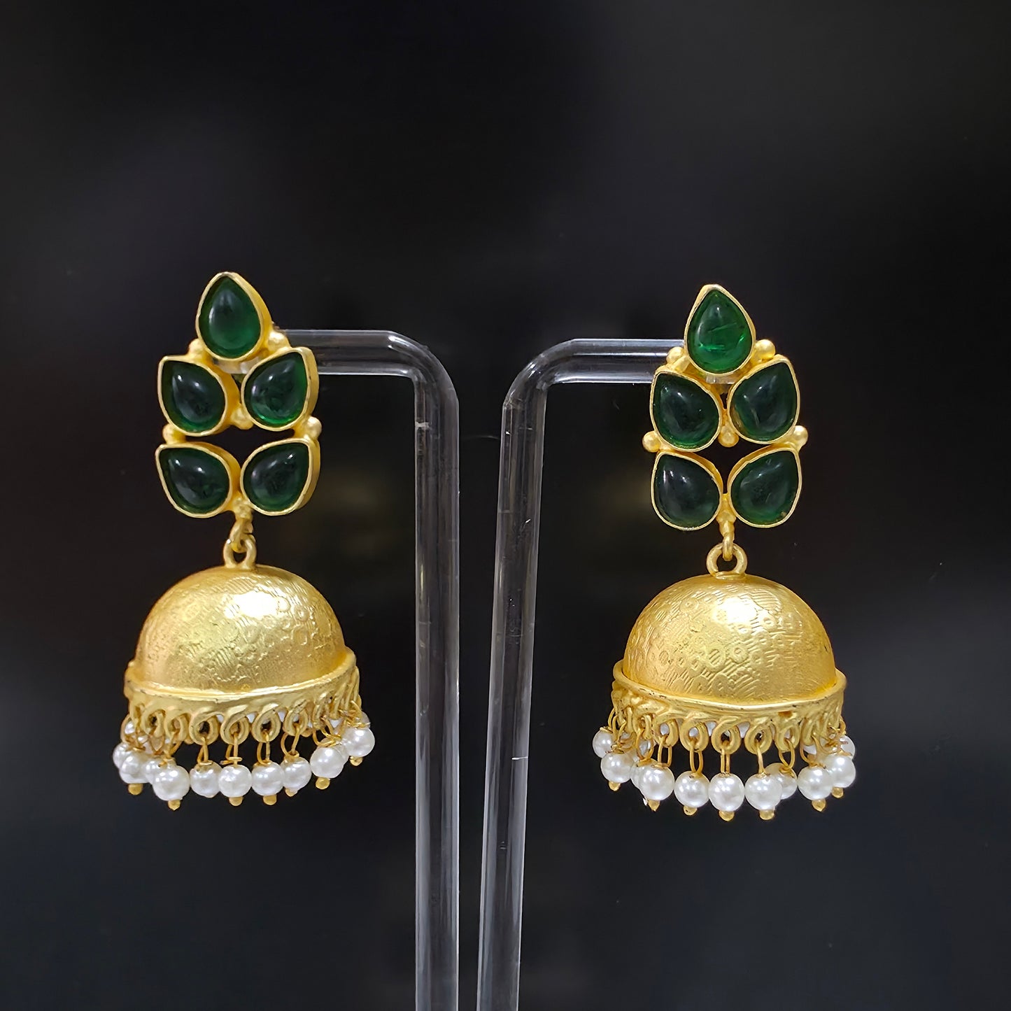 GOLDEN EMERALD PANNA JHUMKA