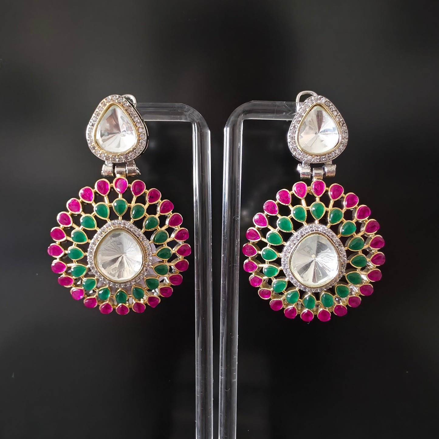MEIRA RUBY GREEN KUNDAN DANGLER