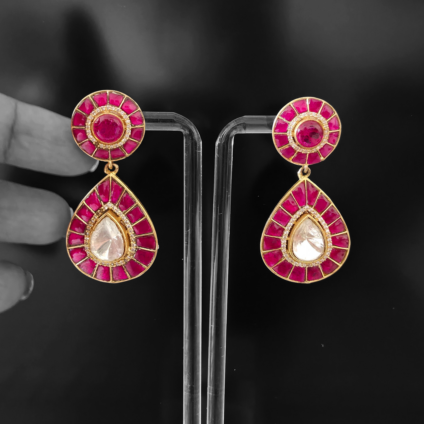 RUBINA GOLD PLATED JADAU KUNDAN EARRING