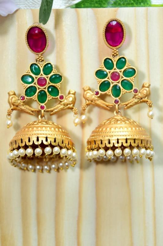 Mat Temple Ruby Jhumka