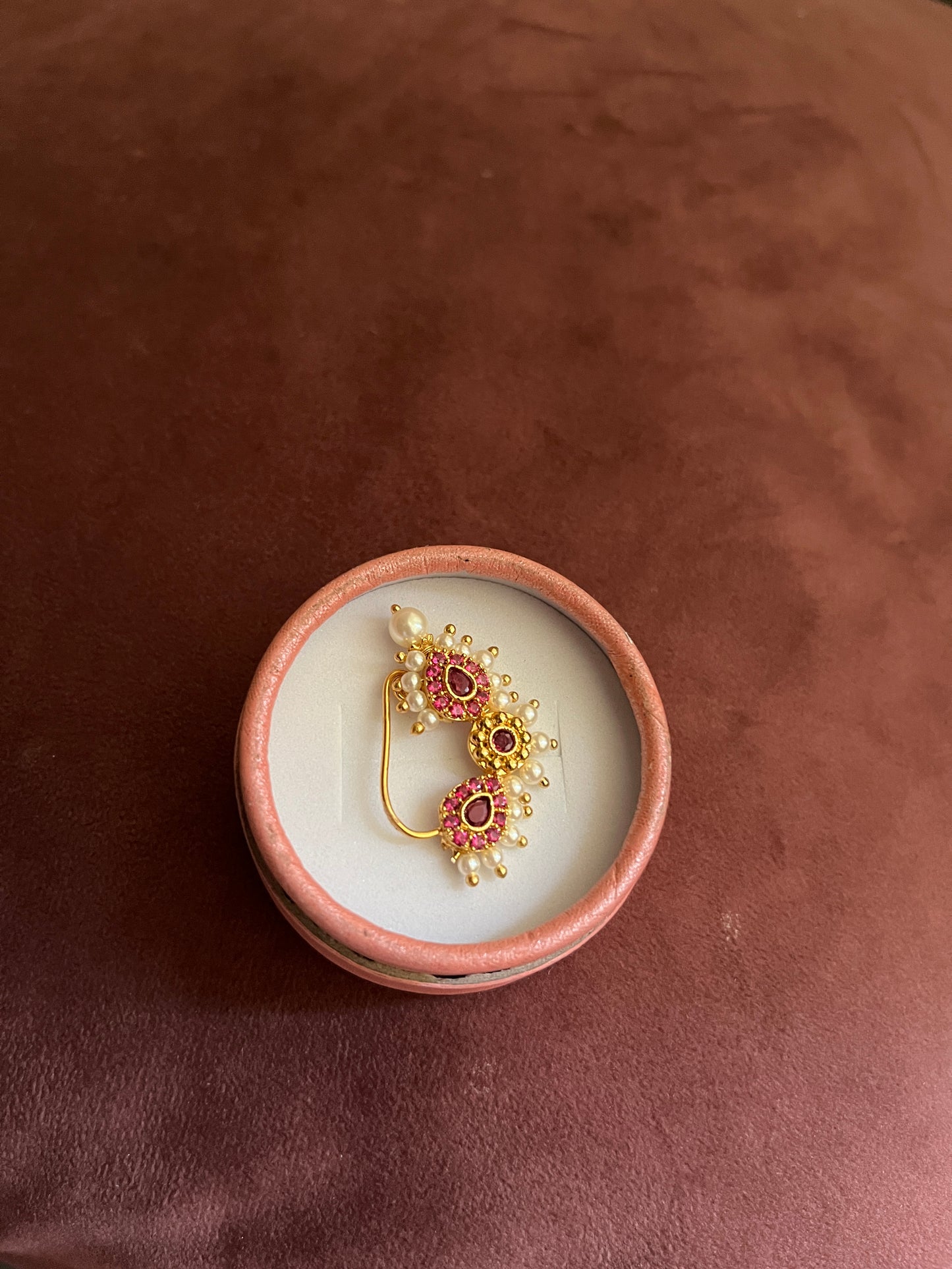 TRADITIONAL MAHARASHTRIAN PREMIUM PEARL NATH WITH 0.2 GOLD PLATING