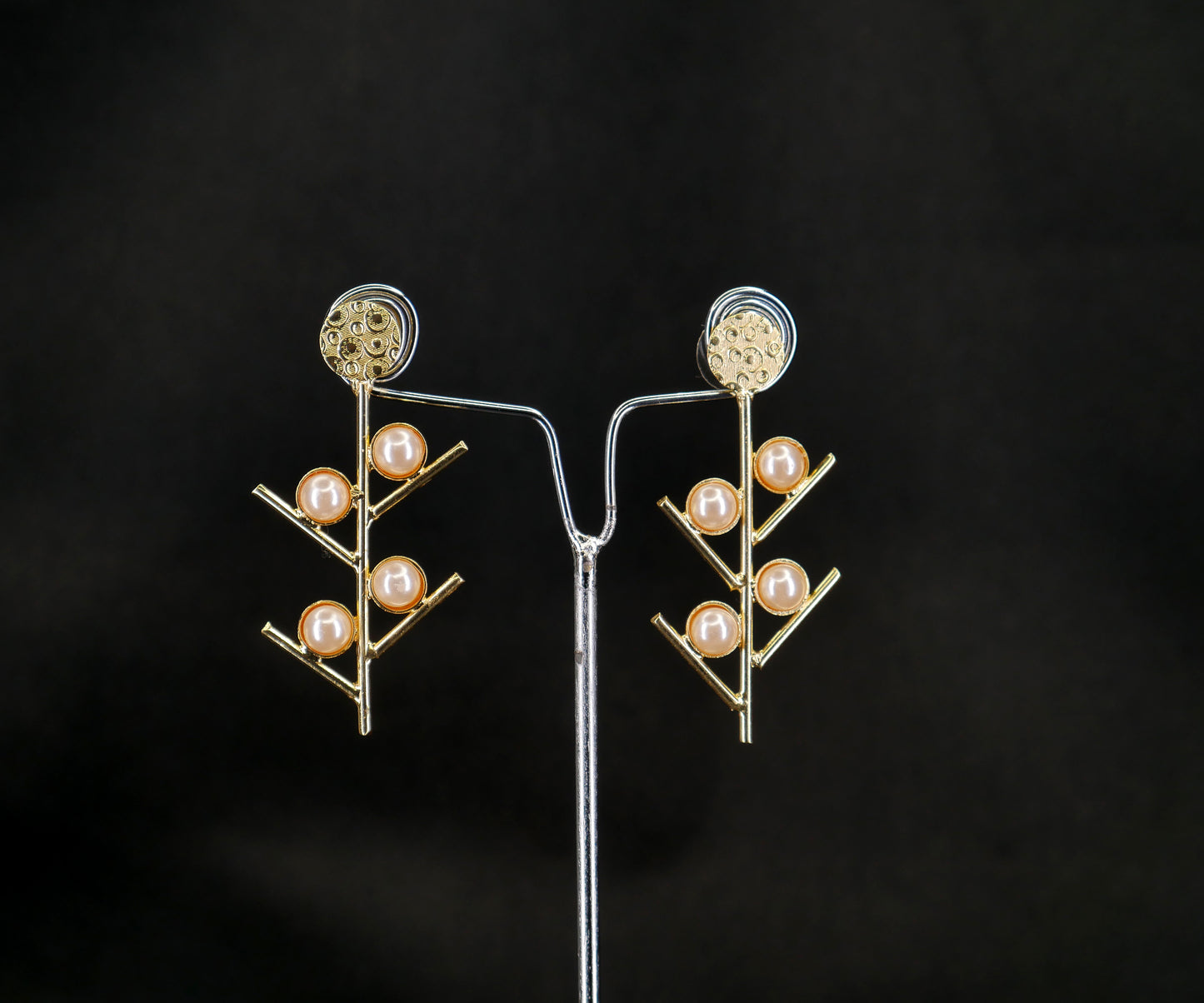 DIVINE PEARL DROP GOLDEN BRASS EARRING
