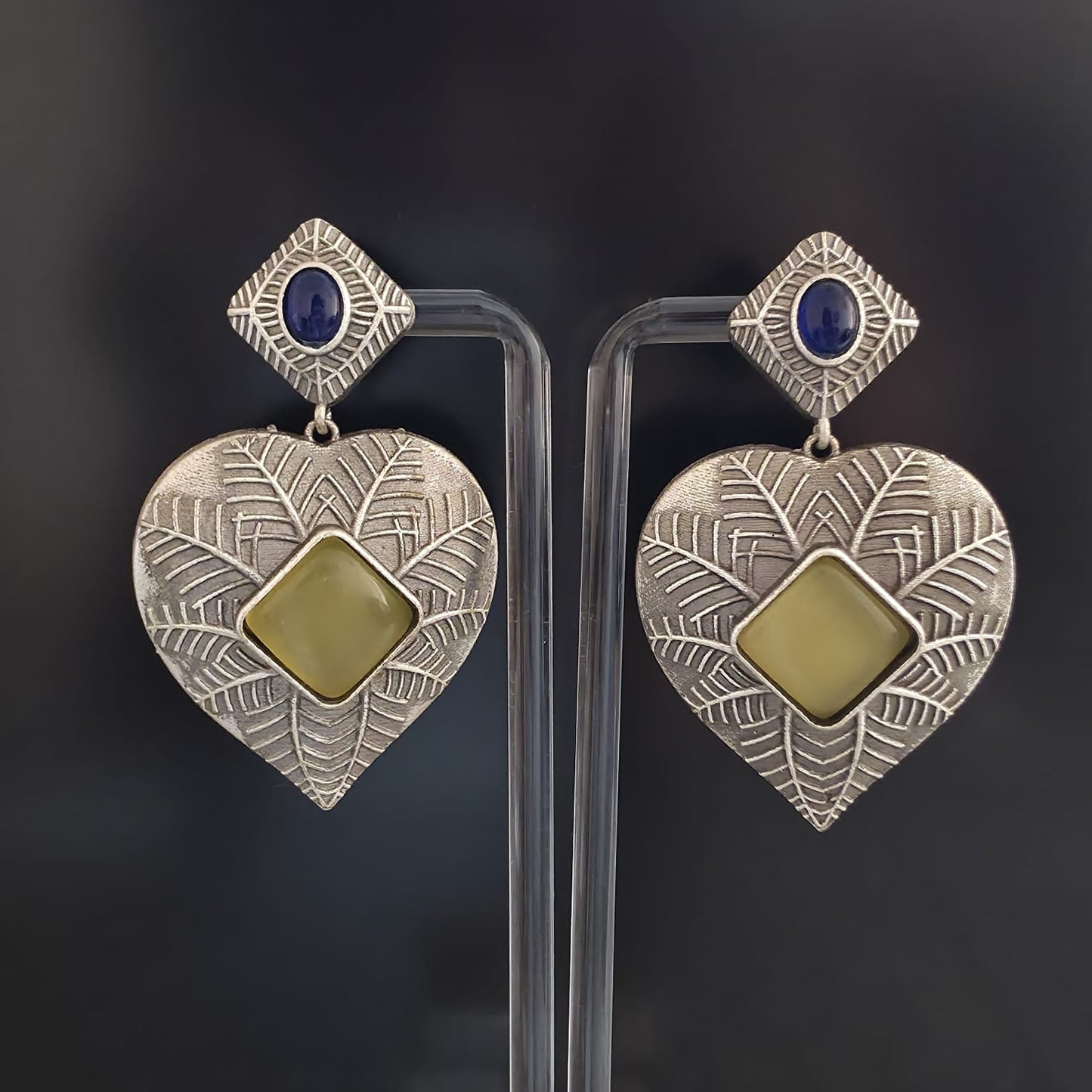 NOOR HEART MONALISA OXIDISED EARRINGS