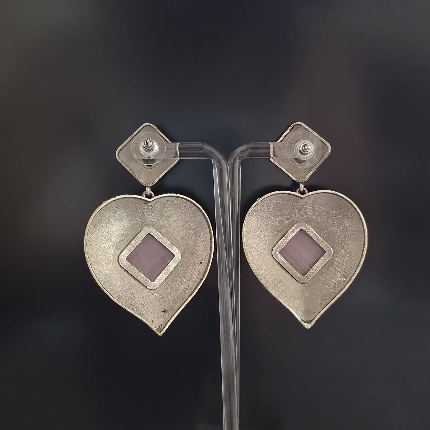 NOOR HEART MONALISA OXIDISED EARRINGS