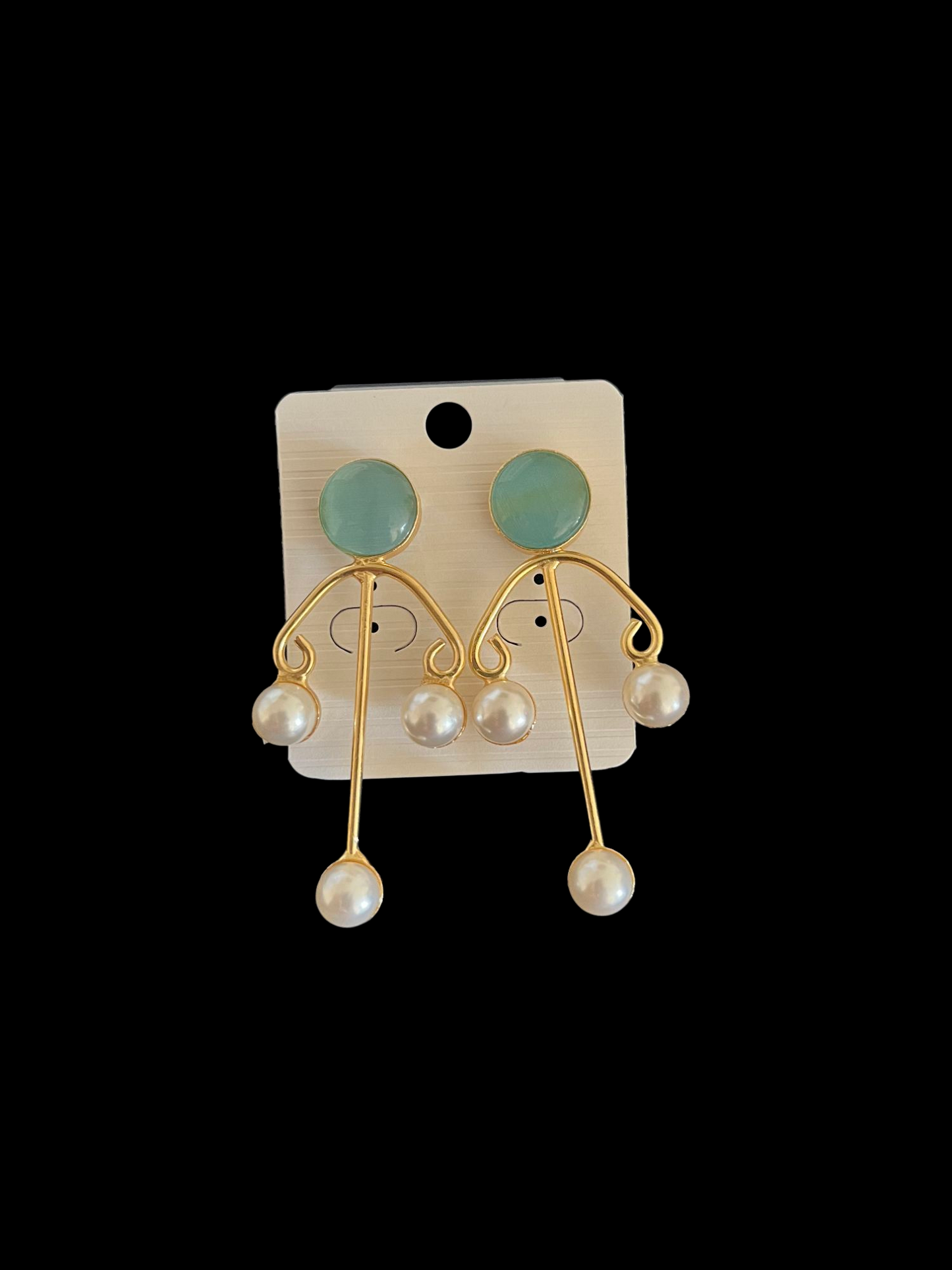 TWIRL PEARL GOLDEN BRASS EARRING