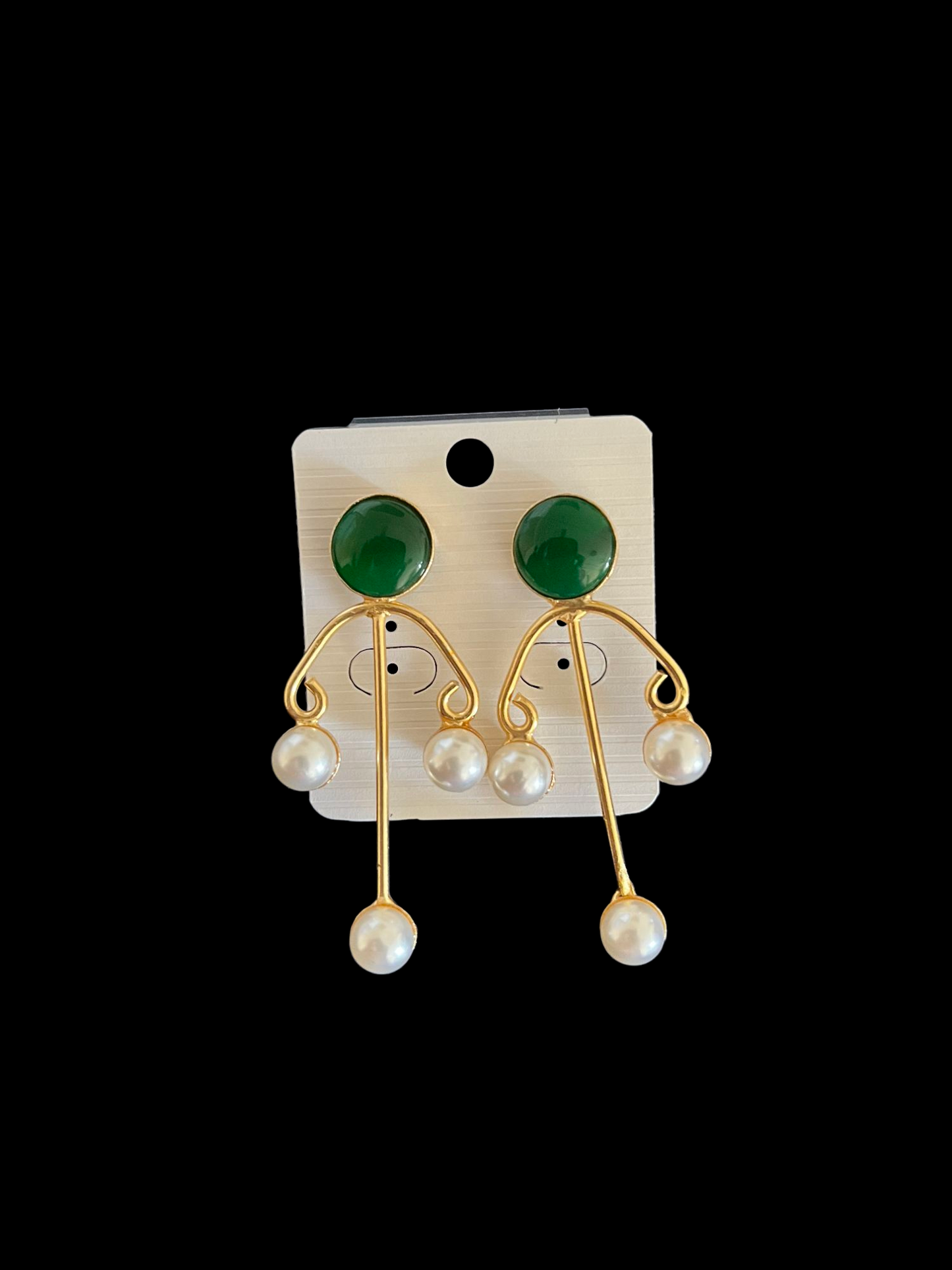 TWIRL PEARL GOLDEN BRASS EARRING