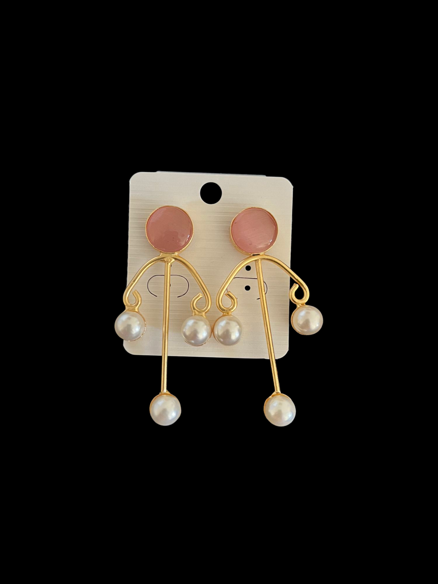 TWIRL PEARL GOLDEN BRASS EARRING