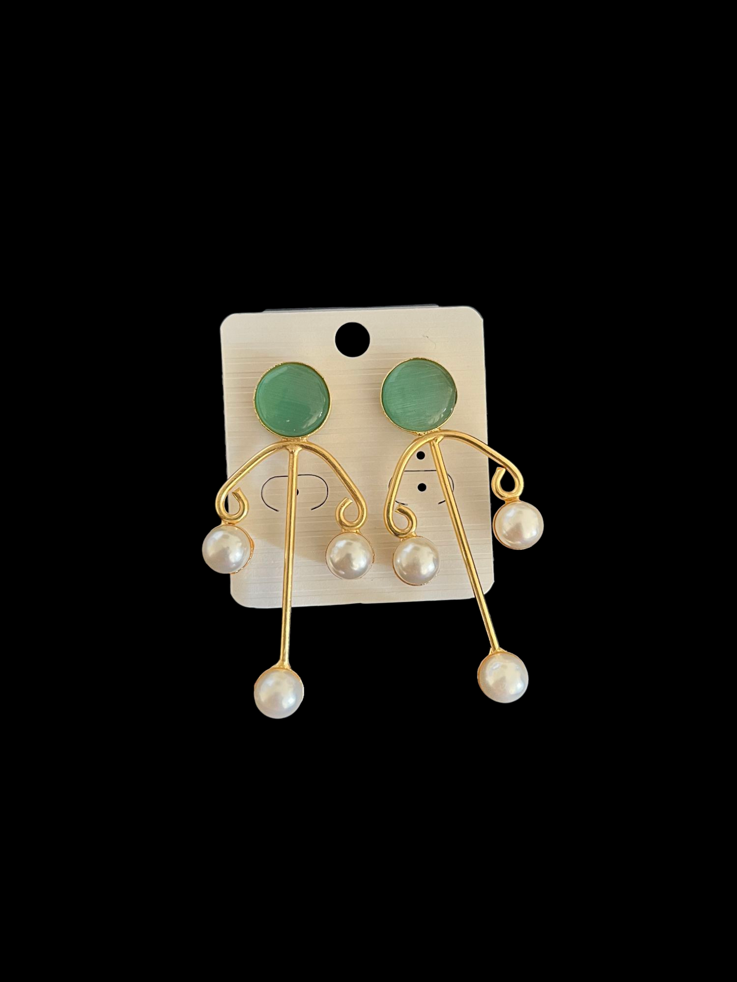 TWIRL PEARL GOLDEN BRASS EARRING