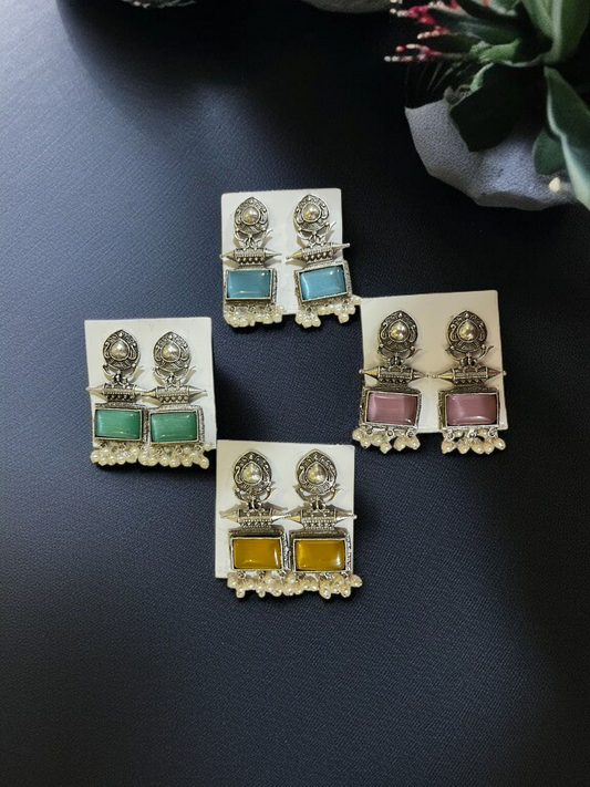 NAJAKAT PEARL DROP GERMAN OXIDISED EARRING