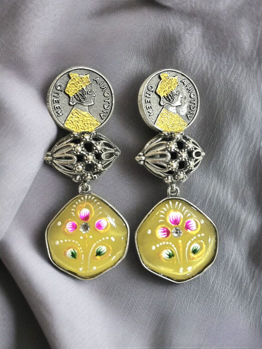 RANG-E-SONA SILVER OXIDISED EARRING
