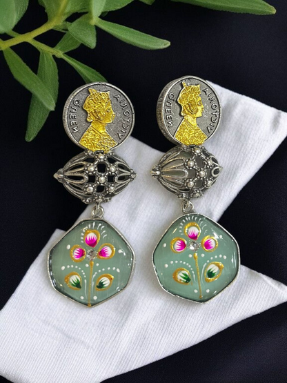 RANG-E-SONA SILVER OXIDISED EARRING