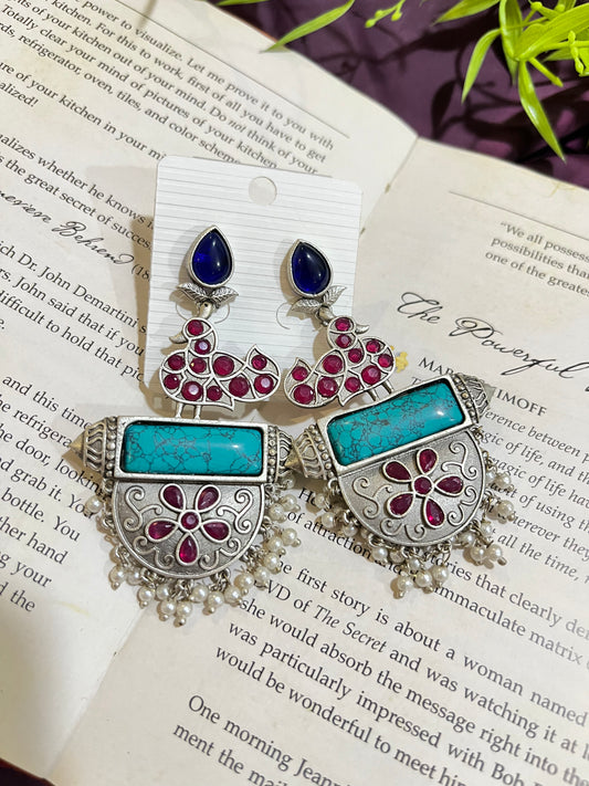 MORBAAN GERMAN SILVER DANGLER EARRING