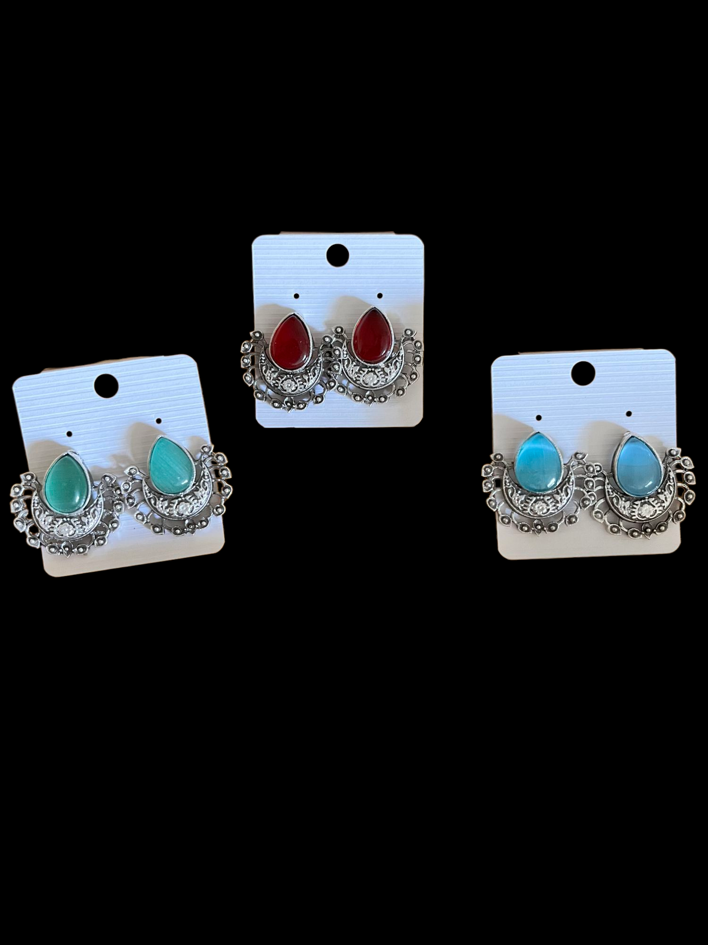 ABHA DROP SILVER OXIDISED EARRING