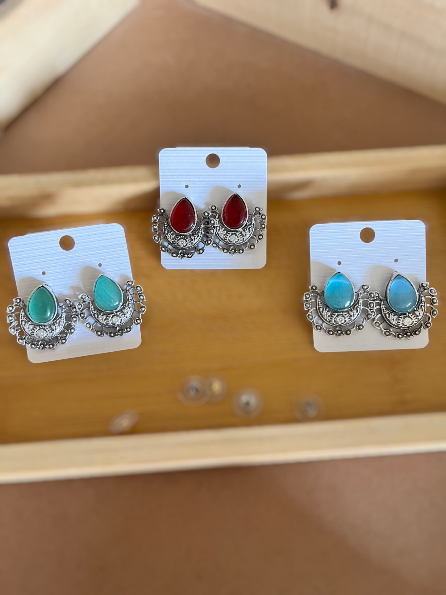 ABHA DROP SILVER OXIDISED EARRING