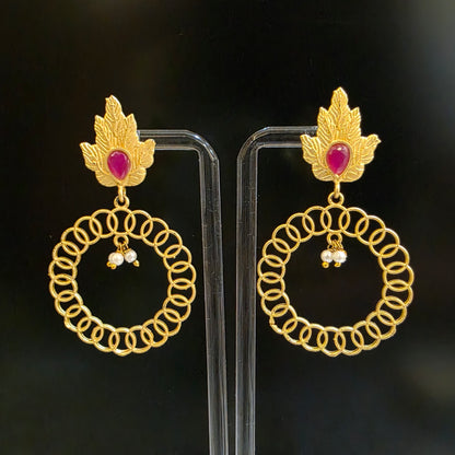 AARVI LEAF LOOP EARRINGS