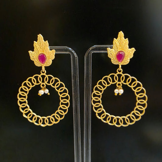 AARVI LEAF LOOP EARRINGS