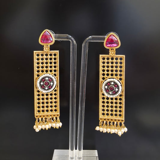 GULNAR TANJORE TASSEL EARRINGS