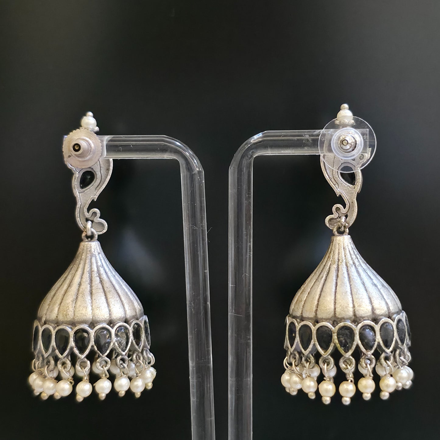 ALIA GERMAN SILVER OXIDISED JHUMKI