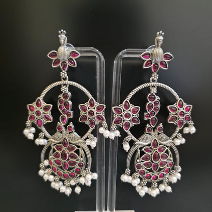 MEENMOR MAROON OXIDISED EARRING