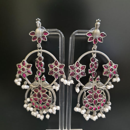 MEENMOR MAROON OXIDISED EARRING