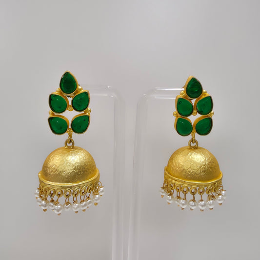 GOLDEN EMERALD PANNA JHUMKA