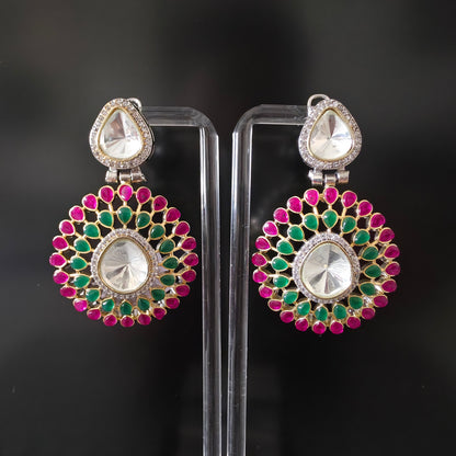 MEIRA RUBY GREEN KUNDAN DANGLER