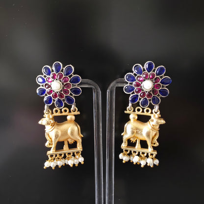 NANDI DUAL TONE SILVER OXIDISED EARRING