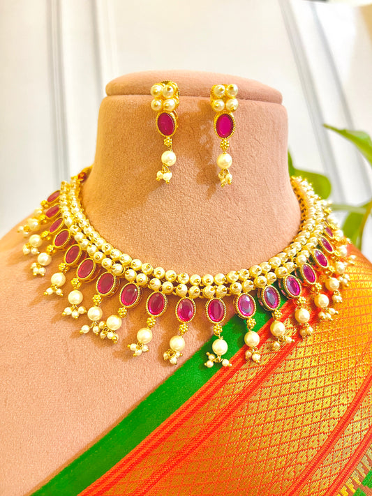 RUDRA MOHINI CHOKER SET WITH GOLD POLISHING