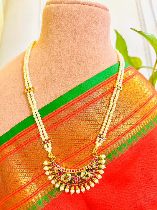 MAHARASHTRIAN TRADITIONAL GOLD PLATED TANMANI LONG NECKLACE -16 INCH