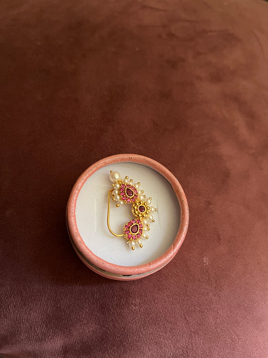 TRADITIONAL MAHARASHTRIAN PREMIUM PEARL NATH WITH 0.2 GOLD PLATING