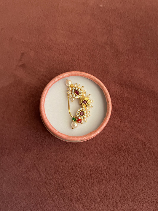 TRADITIONAL MAHARASHTRIAN PREMIUM GOLDEN NATH WITH 0.2 GOLD PLATING