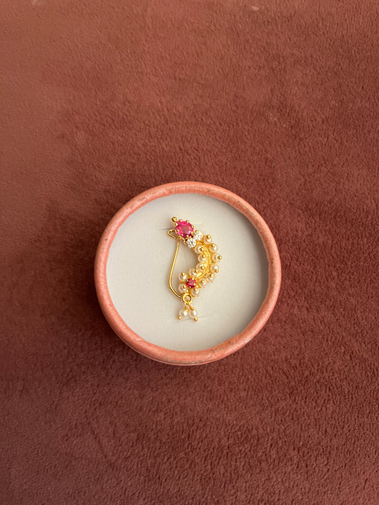 MAHARASHTRIAN RUBY  NATH WITH GOLD PLATED