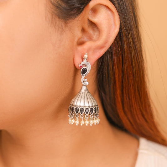 ALIA GERMAN SILVER OXIDISED JHUMKI