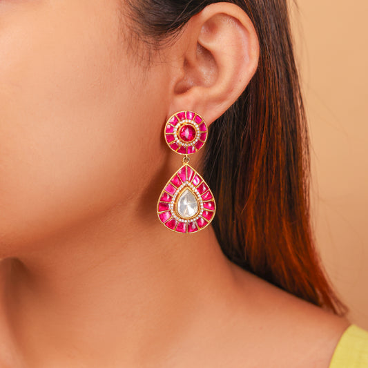 RUBINA GOLD PLATED JADAU KUNDAN EARRING