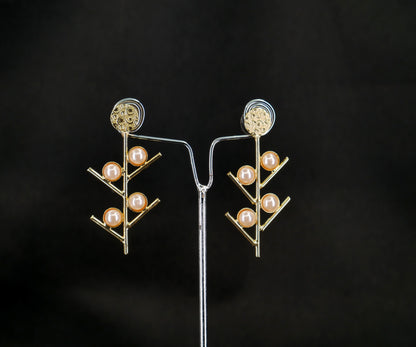 DIVINE PEARL DROP GOLDEN BRASS EARRING