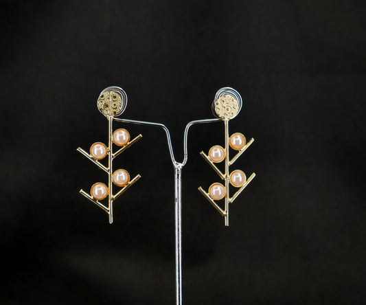 DIVINE PEARL DROP GOLDEN BRASS EARRING