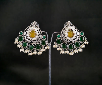 MONALISA STONE OXIDISED STUD EARRING