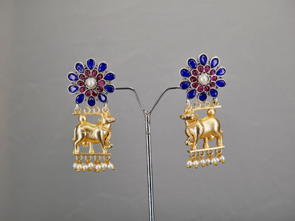 NANDI DUAL TONE SILVER OXIDISED EARRING
